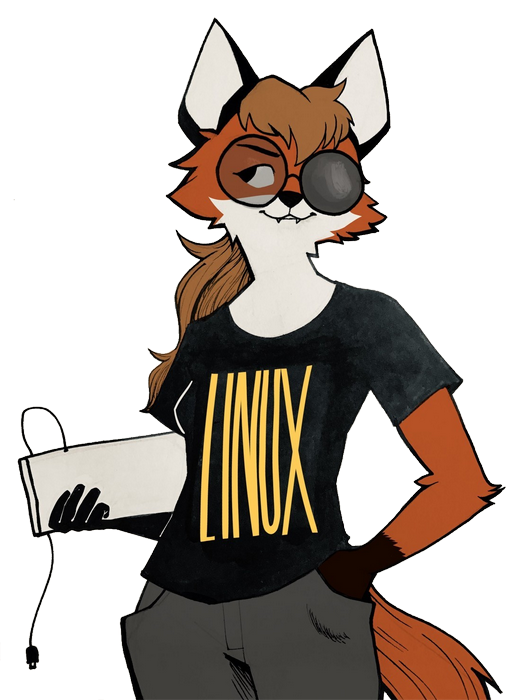 image of xenia, an anthropomorphic fox who was a contender for the linux mascot